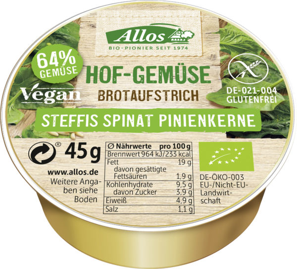 Allos Hof-Gemüse Steffis Spinat Pinienkerne 10 x 45g