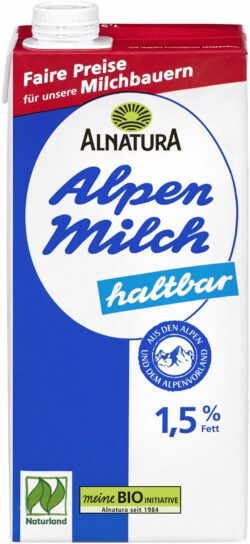 Alnatura Haltbare Alpenmilch 1,5% 1l