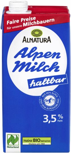 Alnatura Haltbare Alpenmilch 3,5% 12 x 1l
