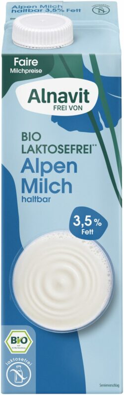 Alnavit Alnatura Laktosefreie H-Alpenmilch 3,5 % 1l