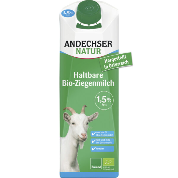 Andechser Natur Haltbare Bio-Ziegenmilch fettarm 1,5% 12 x 1l