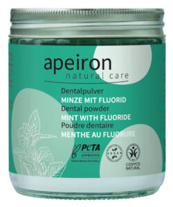 Apeiron Dentalpulver Minze + Fluorid, Nachfüllglas 200g