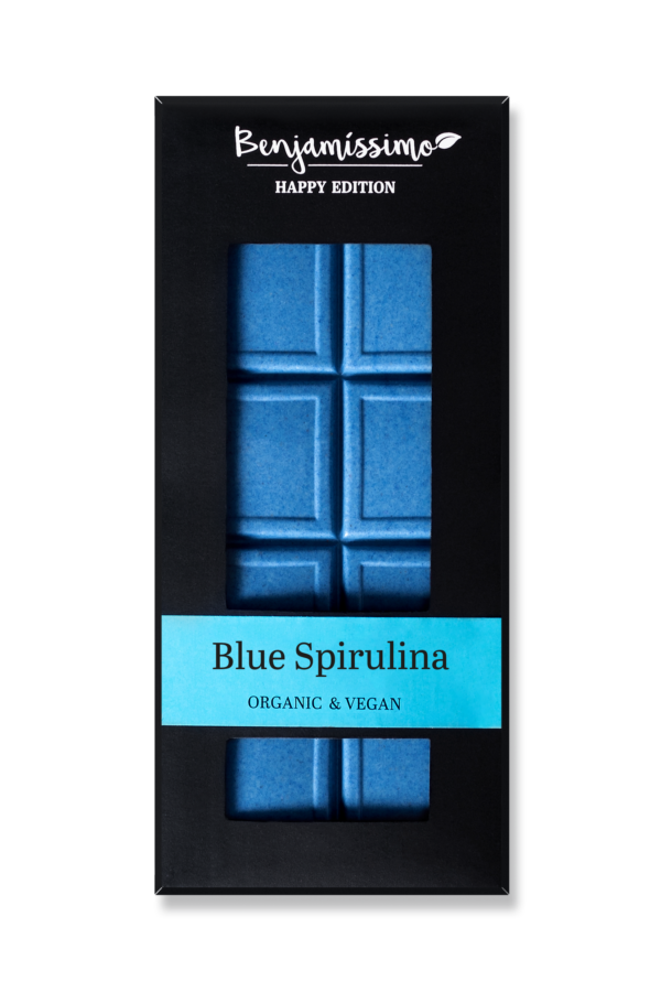 Benjamissimo Bio vegane weiße Kakaotafel mit mit blauem Spirulinaextrakt 10 x 60g