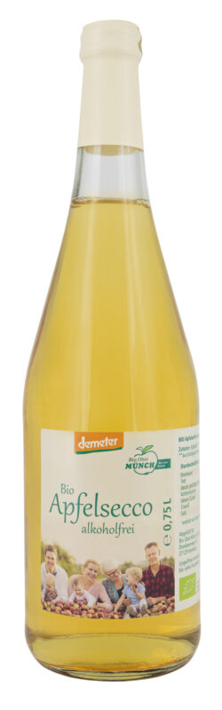 Bio Obst Münch Bio Apfelsecco alkoholfrei Demeter, ohne zusätzlichen Geschmacksstoffe, Spritzig fruchtig 6 x 0,75l