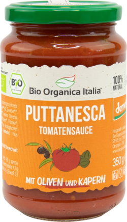 Bio Organica Italia Puttanesca Tomatensauce mit Oliven und Kapern DEMETER 5 x 350g