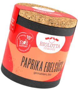 Biolotta Korkdose Paprika edelsüß gemahlen, bio 4 x 45g