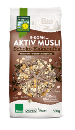 Bohlsener Mühle 5-Korn Aktiv Müsli Schoko-Kakaonibs 6 x 500g