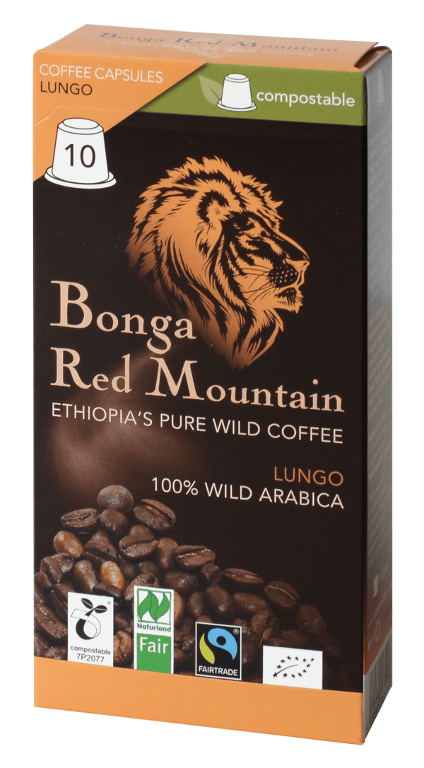 Bonga Red Mountain  Bonga Red Mountain, Kapseln, Lungo, kompatibel mit Nespresso® Machinen, kompostierbar 6 x 55g