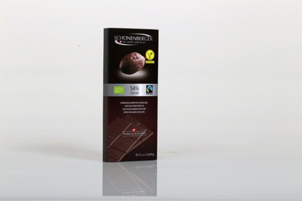 Chocolat Schönenberger Schweizer Bio Zartbitterschokolade 54 %, VEGAN (AUSLAUFEND) 12 x 100g