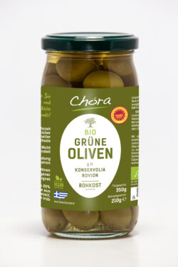 Chora Bio Grüne Oliven g.U. „Konservolia Rovion“ mit Stein 6 x 210g