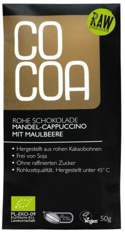 Cocoa Rohkostschokolade Mandel/ Cappuccino mit Maulbeeren 10 x 50g