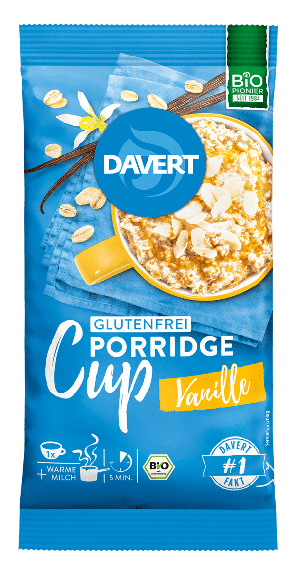 Davert Porridge-Cup Vanille Glutenfrei 8 x 65g