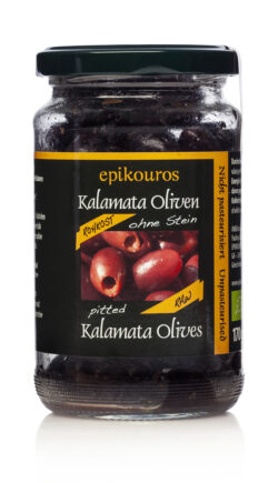 EPIKOUROS Kalamata Oliven entsteint, mit Kräutern und geölt, Rohkost, nicht kühlpflichtig 6 x 170g