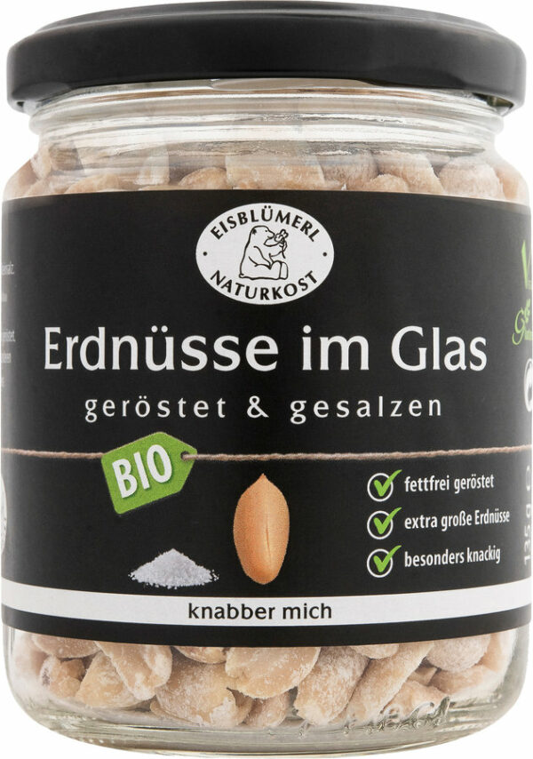 Eisblümerl Naturkost Erdnüsse im Glas geröstet und gesalzen 6 x 135g