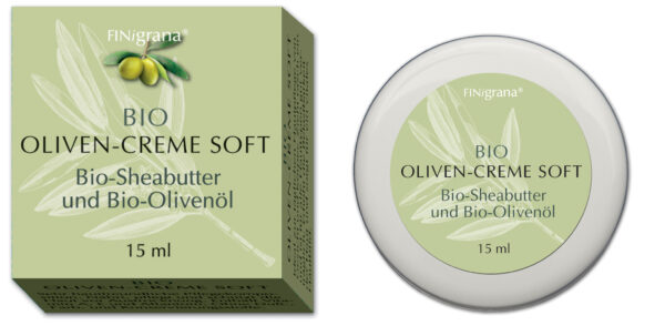 FINigrana® Naturkosmetik FINigrana® Bio Oliven-Creme Soft, 15ml im PE Tiegel mit Umkarton 15ml