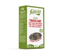 Felicia Bio Reis-Tricolore (3-farbig aus natur, Tomate, Spinat) Fusilli glutenfrei 10 x 250g