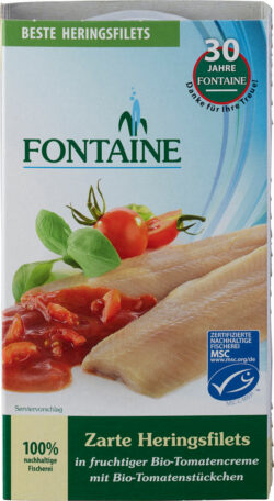 Fontaine Zarte Heringsfilets in Bio-Tomatencreme mit Tomatenstückchen 200g