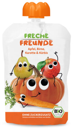 Freche Freunde „Apfel, Birne, Karotte & Kürbis“ BIO 6 x 100g