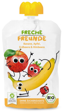 Freche Freunde Bio Quetschie Banane, Apfel, Erdbeere & Himbeere 6 x 100g