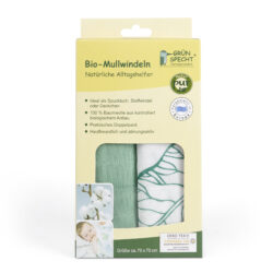 GRÜNSPECHT Naturprodukte Bio-Mullwindeln 2er Pack 4er VE, 70x70 cm, 100% Baumwolle (kbA), hergestellt in Deutschland 2Stück