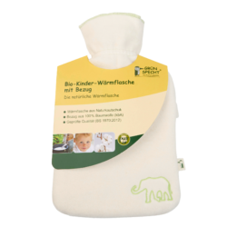 GRÜNSPECHT Naturprodukte GRÜNSPECHT-Bio-Kinder-Wärmflasche 0,8 l aus Naturkautschuk, mit Bezug aus 100 % Baumwolle (kbA) 1Stück