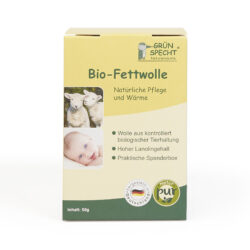 GRÜNSPECHT Naturprodukte GRÜNSPECHT Bio-Fettwolle kbT 50 g, in Wiederverschließbarer Spenderbox, Hergestellt in Deutschland 87,3g