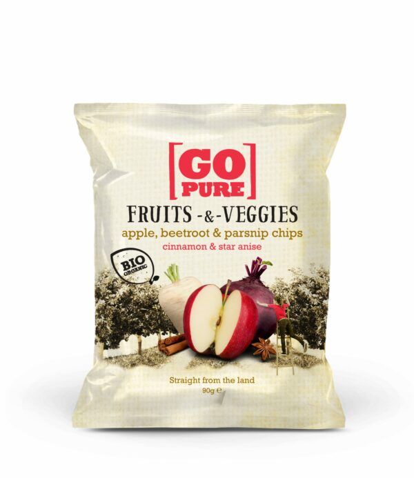 GoPure fruits & veggies apple, beetroot & parsnip chips cinnamon star anise 6 x 90g