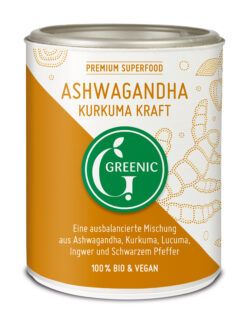 Greenic Ashwagandha Kurkuma Kraft Superfood Trinkpulver Mischung 4 x 130g