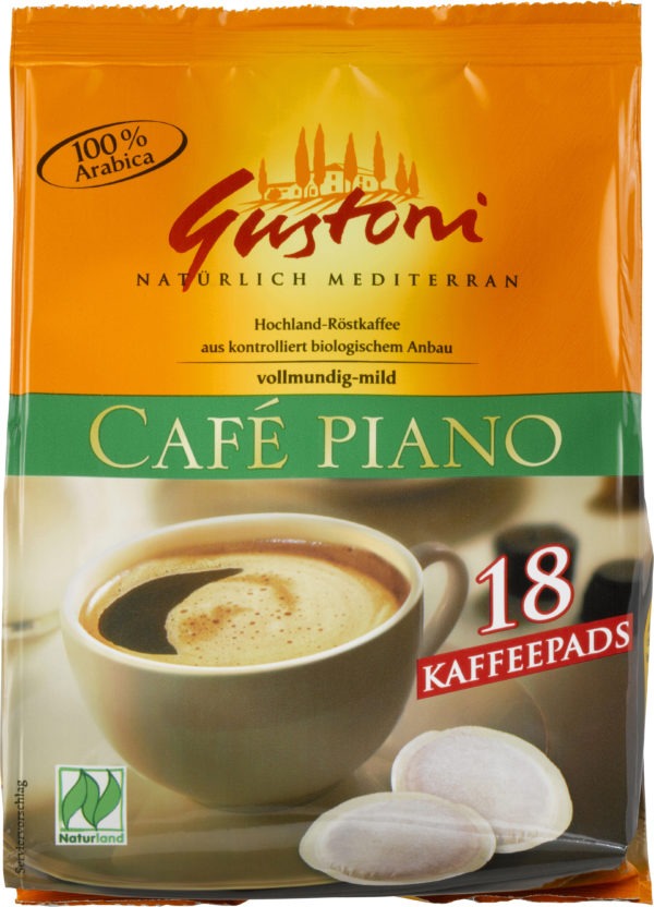 Gustoni Café piano Kaffee-Pads, vollmundig-mild 126g