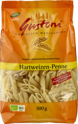 Gustoni Hartweizen-Penne, Original italienische Hartweizen-Pasta 12 x 500g
