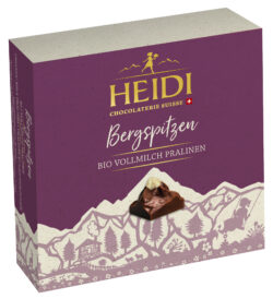 HEIDI Chocolaterie Suisse Bergspitzen Vollmilchpralinen mit Zartbitterfüllung Bio/Fairtrade 6 x 0,045kg