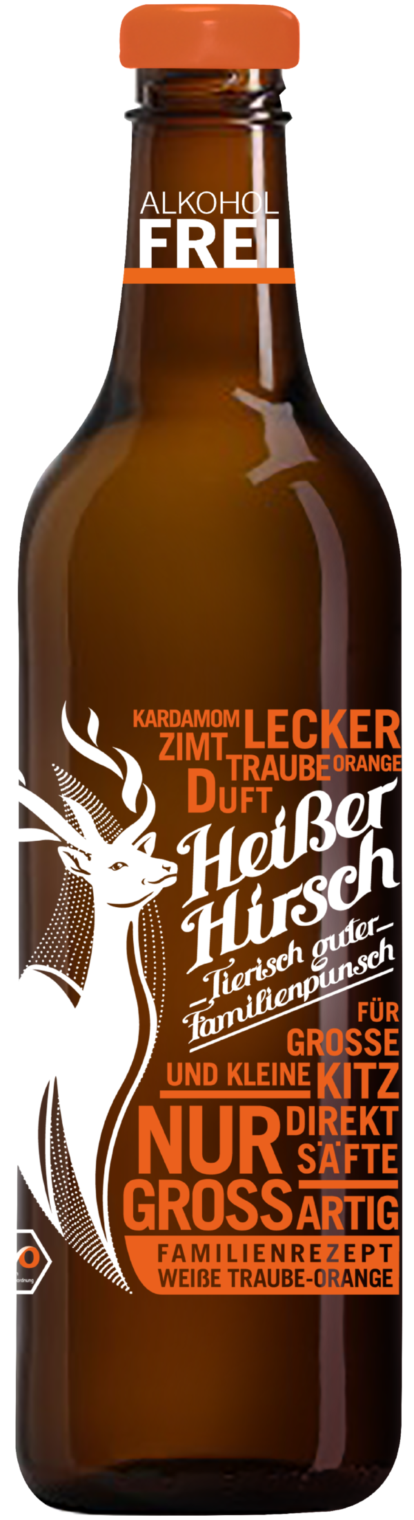 HEISSER HIRSCH - Tierisch guter Familienpunsch // Familienrezept "Weiße Traube - Orange" (Glas) 750ml