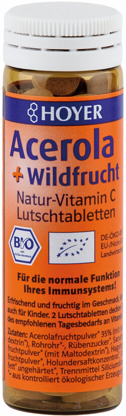 HOYER Acerola + Wildfrucht Lutschtabletten Nahrungsergänzungsmittel 8 x 30g