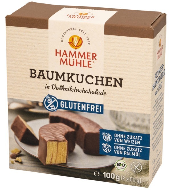 Hammermühle Bio Baumkuchen in Vollmilchschokolade gf 6 x 100g