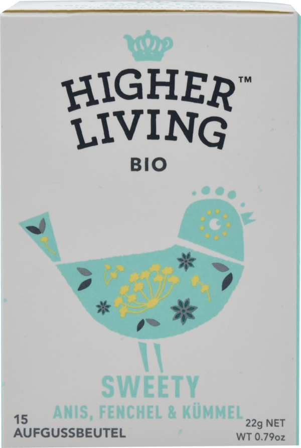 Higher Living Eine beruhingende, wohltuende Mischung von Ihrer Lieblingskräuter: Anis, Fenchel und Kümmel. 4 x 22g