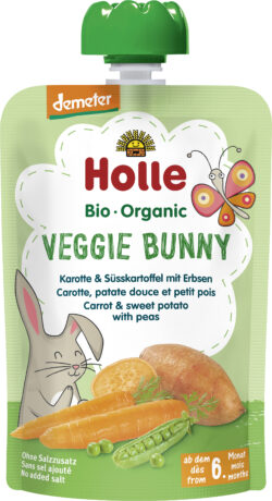 Holle  Veggie Bunny – Karotte & Süsskartoffel mit Erbsen 12 x 100g