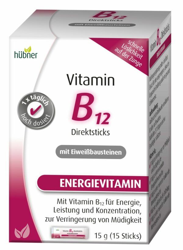 Hübner Vitamin B12 Direktsticks mit Eiweißbausteinen 15g