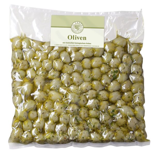 Il Cesto Griech. Oliven grün mariniert 1kg