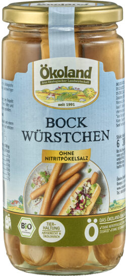 ÖKOLAND Bockwürstchen in zarter Eigenhaut in Delikatess-Qualität 12 x 180g