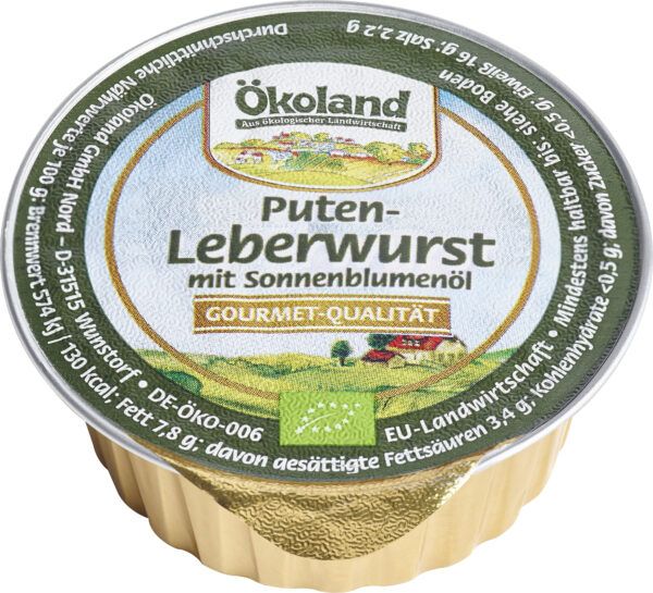 ÖKOLAND Puten-Leberwurst mit Sonnenblumenöl, Gourmet-Qualität 50g