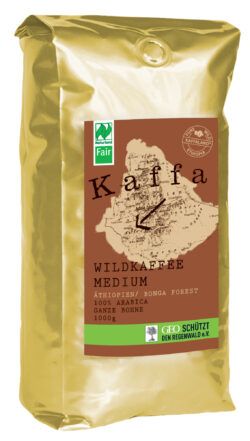 Kaffa Wildkaffee , Medium Roast, ganze Bohne, 1000g, bio- und Naturland Fair-zertifiziert 6 x 1000g