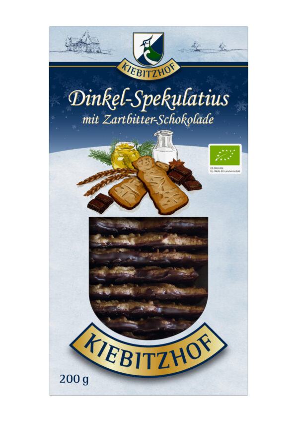 Kiebitzhof Bioland Dinkel Spekulatius mit Zartbitterschokolade 200g
