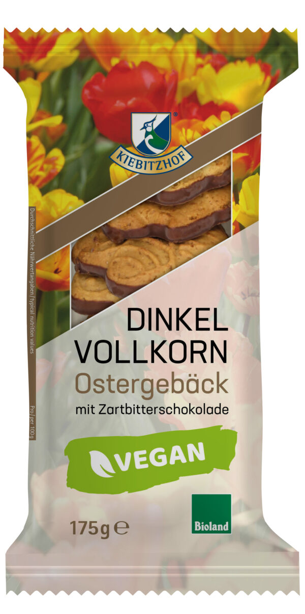 Kiebitzhof Dinkel-Vollkorn Ostergebäck vegan mit Zartbitterschokolade 175g