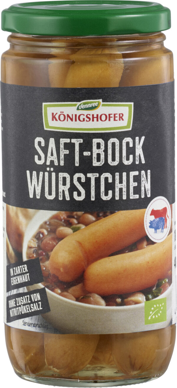 Königshofer Saftbockwürstchen in zarter Eigenhaut, geräuchert, ohne Zusatz von Nitritpökelsalz 180g