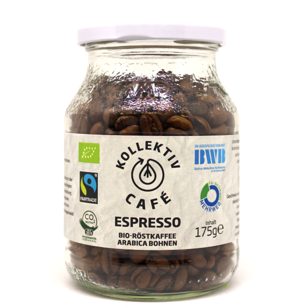 KollektivCafé Espresso, Bio-Röstkaffee Arabica Bohnen 6 x 175g