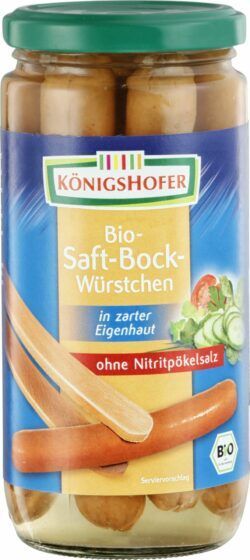 Königshofer Saftbockwürstchen in zarter Eigenhaut, geräuchert, ohne Zusatz von Nitritpökelsalz 6 x 400g