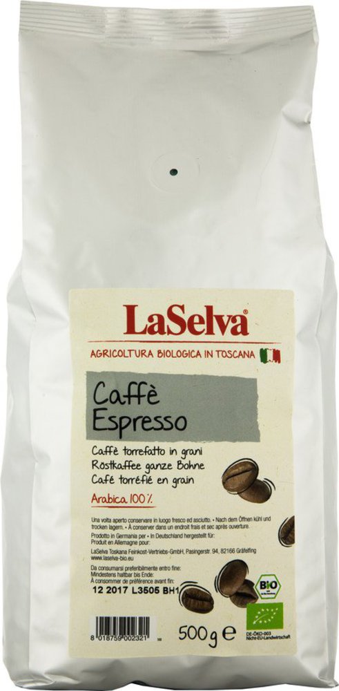 LaSelva Caffè espresso - Röstkaffee ganze Bohne 100% Arabica 12 x 500g