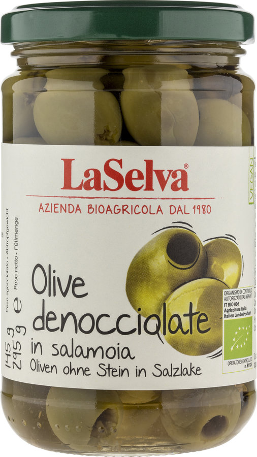 LaSelva Grüne Oliven ohne Stein in Salzlake 6 x 145g