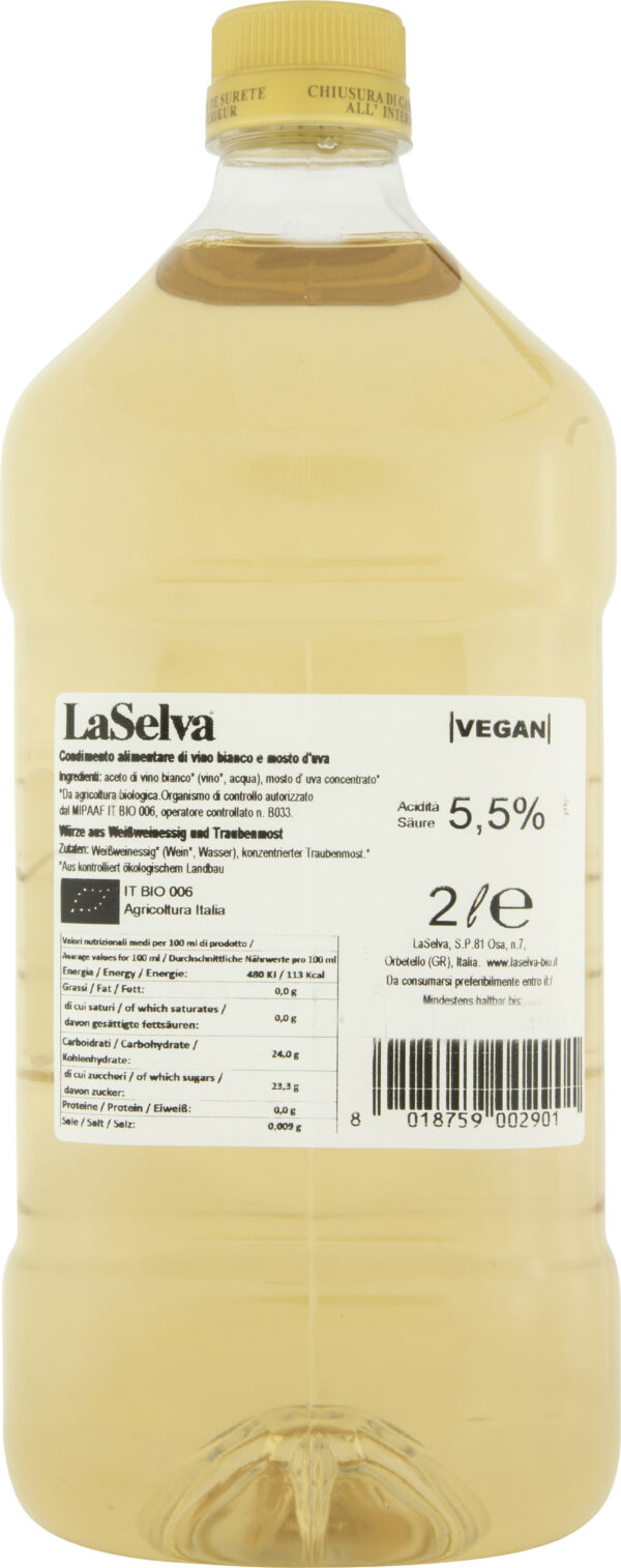 LaSelva Heller Condimento - Würze aus Weißweinessig und Traubenmost 2l