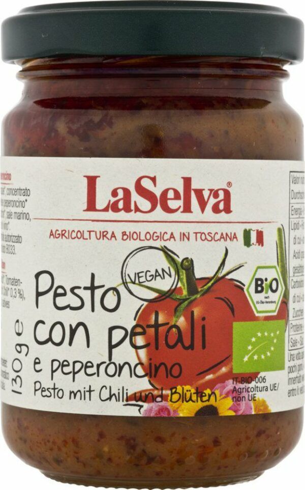 LaSelva Pesto mit Chili und Blüten - Tomaten Würzpaste 6 x 130g